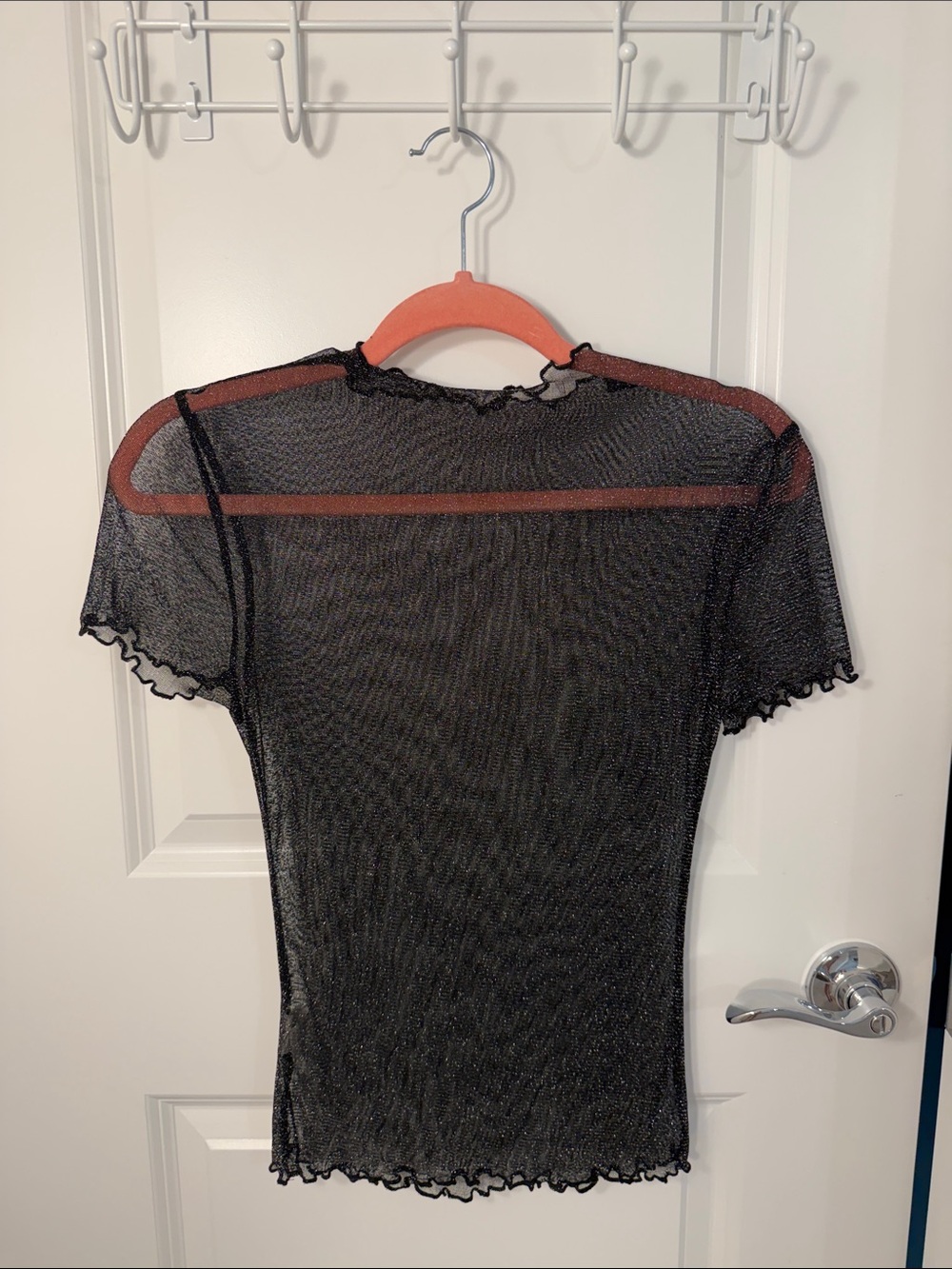 Sheer Black Short-Sleeve Mesh Top